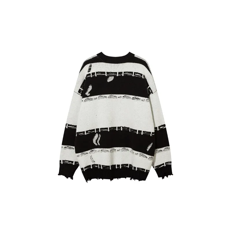 Trendy Personalized Hip Hop Loose Lazy Style Knitted Sweater-3