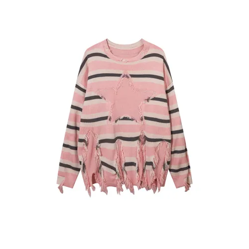 Fashion Brand Striped Design Long Sleeve Crewneck Sweater Jacket