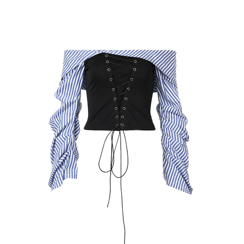 Street Striped T Shirt Women-0
