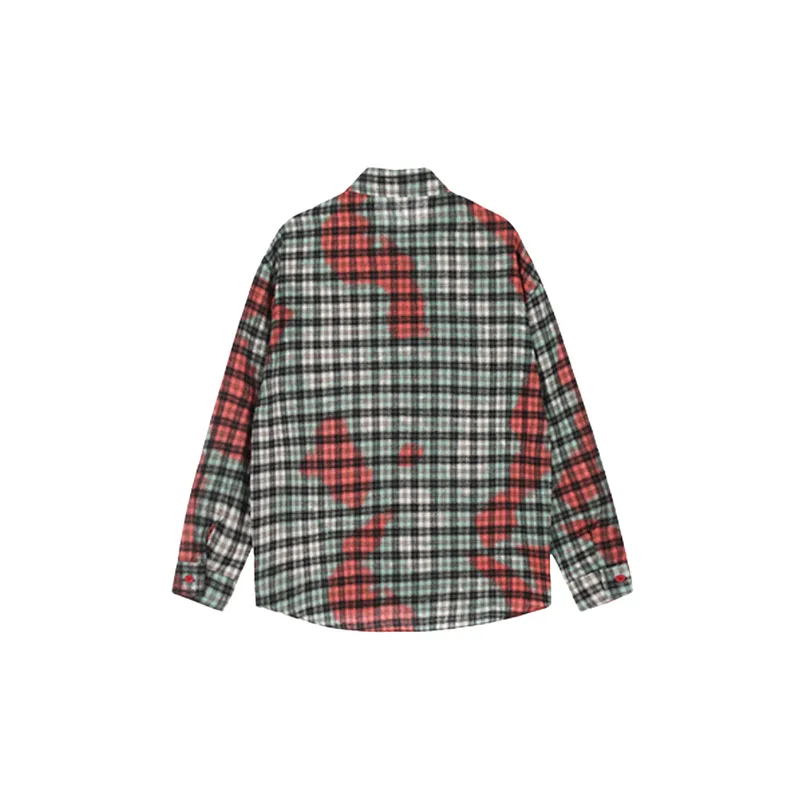Retro Street Fashion Plaid Long Sleeve Shirt-5