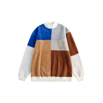 Contrasting Color Block Turtleneck Pullover Sweater
