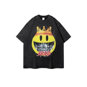 Retro Washed Smiley Face T Shirt
