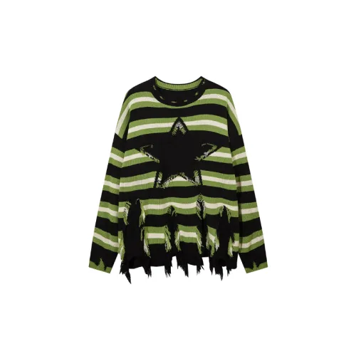 Fashion Brand Striped Design Long Sleeve Crewneck Sweater Jacket