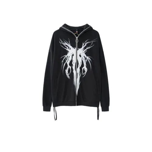 Street Tide Burst Lightning Printed Cardigan Hoodie