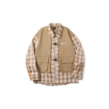 Trendy Fake Two Piece Plaid Jacket