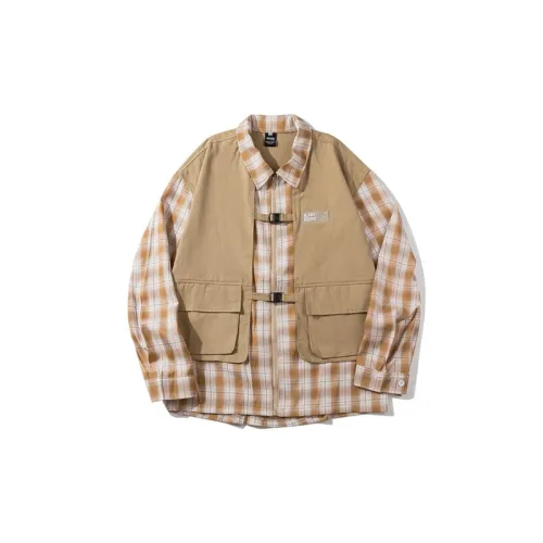 Trendy Fake Two Piece Plaid Jacket