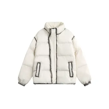 Color Matching Decoration Stand Collar Cotton Coat