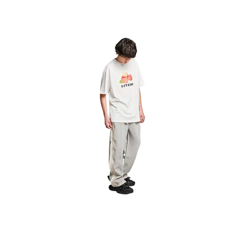 Terry Front and Back Stitching Terry Loose Pants-2