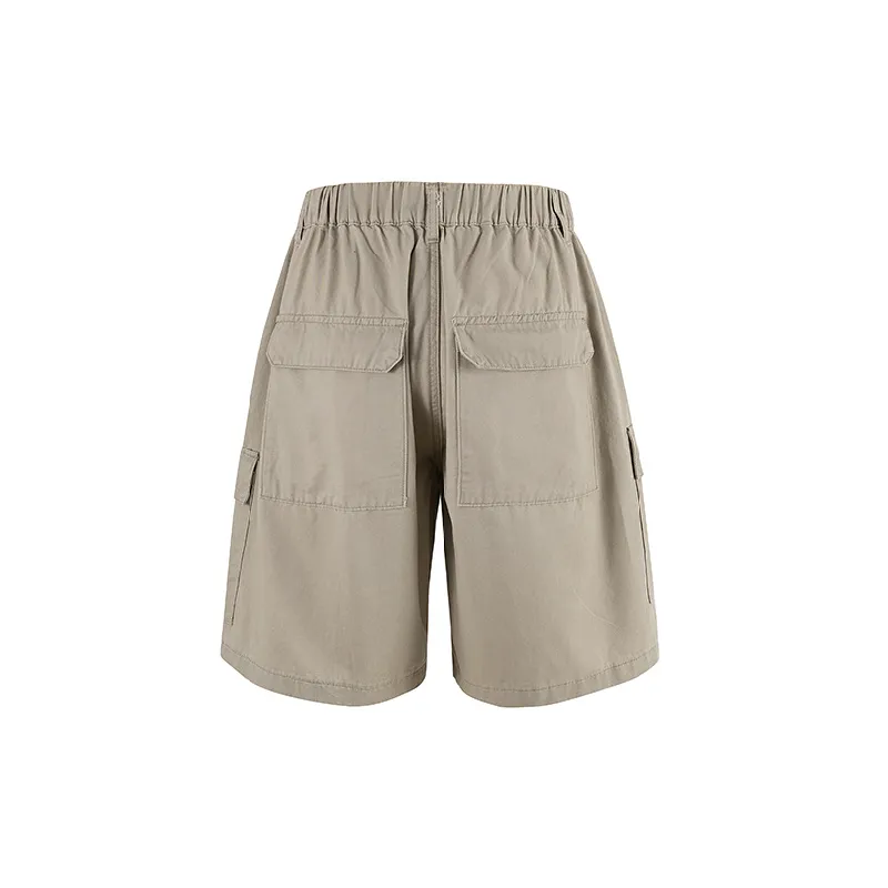 Simple Large Pockets 100% Cotton Casual Shorts-5