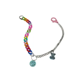 Colorful Chain Splicing Bear Smiley Face Necklace