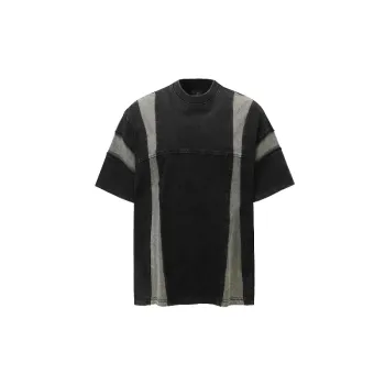 Casual Contrast Color 100% Cotton T Shirt