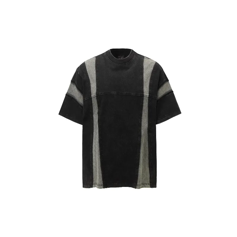 Casual Contrast Color 100% Cotton T Shirt-2