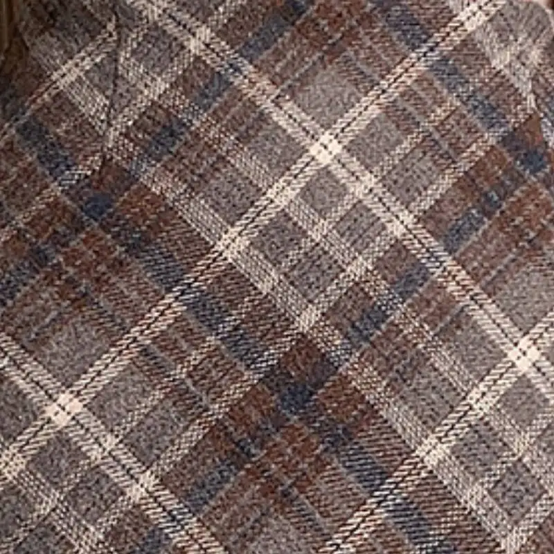 Retro Plaid Woolen Fabric Casual Skirt Women-6