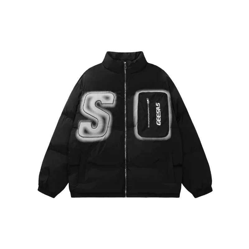 Fashionable Letter Quilted Jacket-0