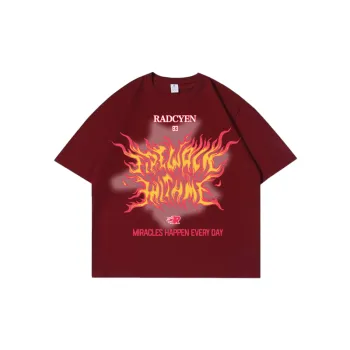 Flame Print Hip Hop Cotton T Shirt