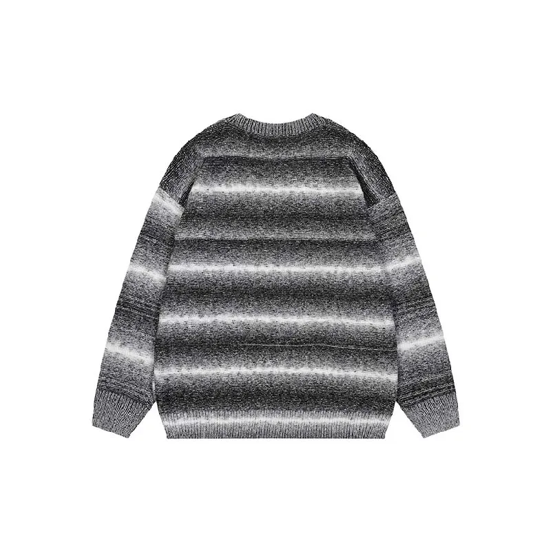 Retro Contrast Color Blended Synthetic Fabrics Sweater-1