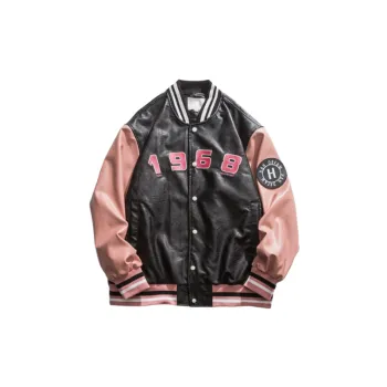 Fashion PU Leather Patchwork Baseball Jacket