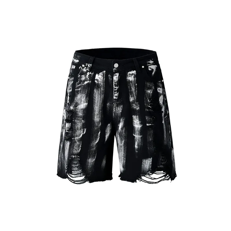 Hip Hop Trendy Graffiti Print Shorts-0