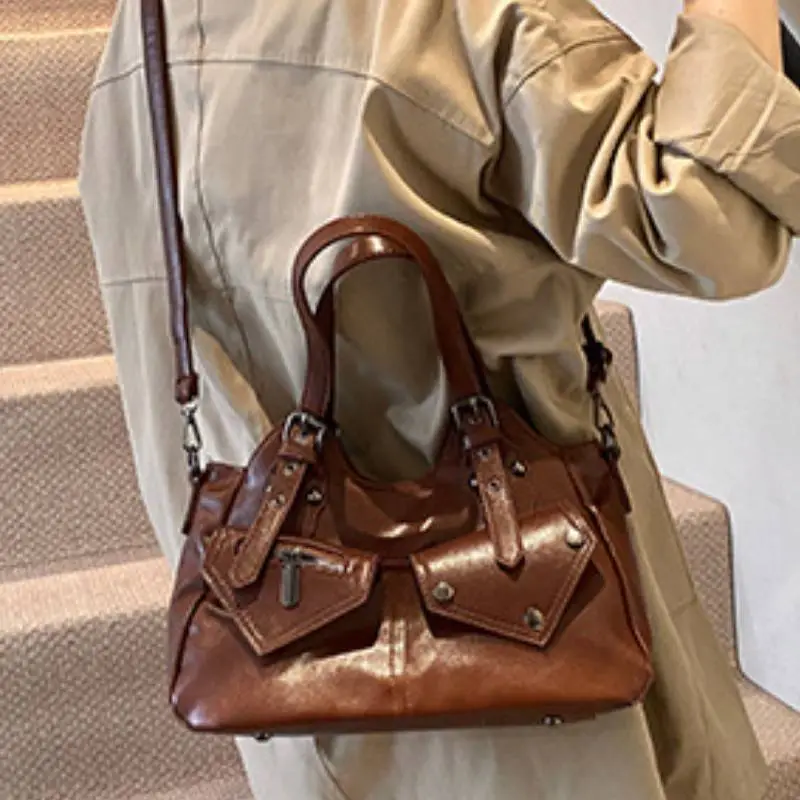 Contrast Color Retro Shoulder Bag-2