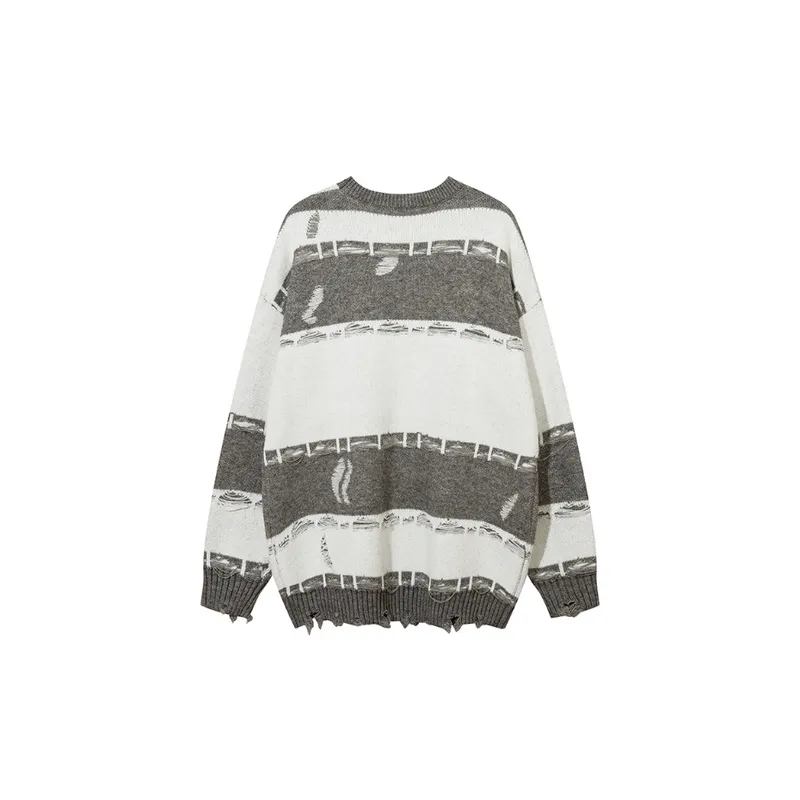 Trendy Personalized Hip Hop Loose Lazy Style Knitted Sweater-1