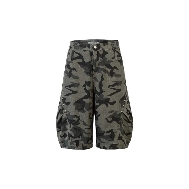 Retro Loose Cotton Blended Fabric Casual Shorts-0