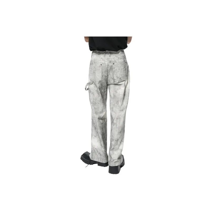 Retro Camouflage Splash Ink Printing Old Loose Casual Trousers-2