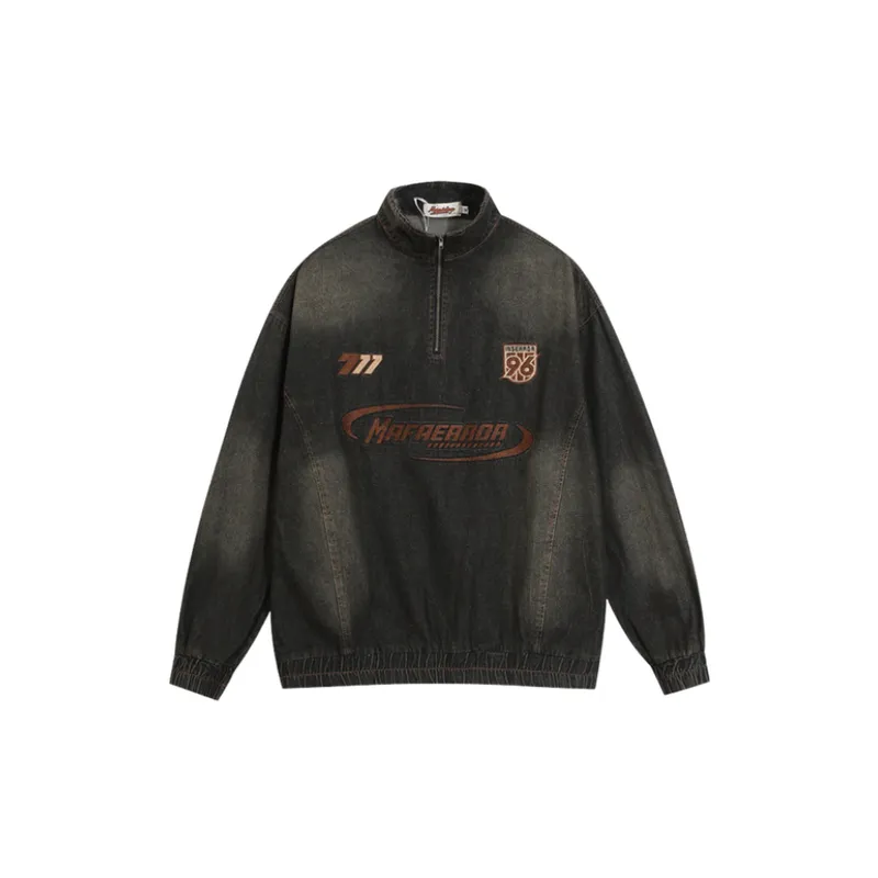 Retro Embroidery Loose Polo-0