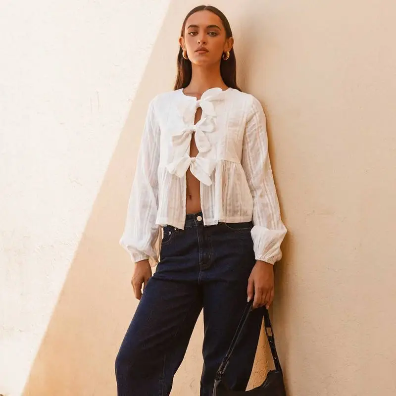 Breathable Loose Woven Cotton T Shirt Women-1