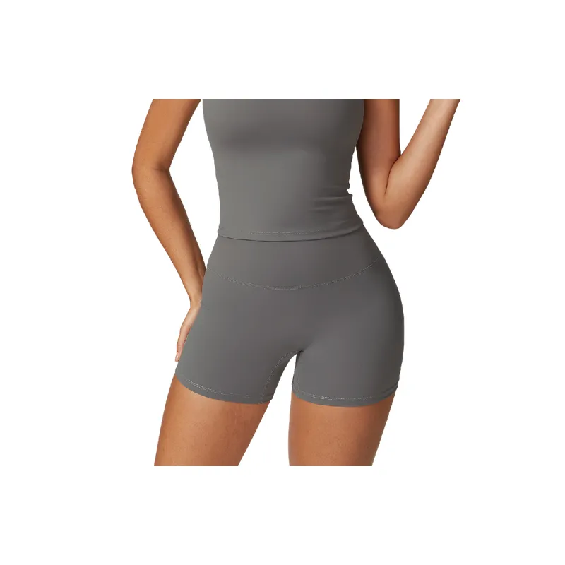 Simple Plain Nylon Spandex Brushed Fabric Sports Shorts Women
