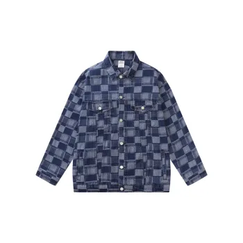 HELIPORT Apron Blue Plaid Trendy Loose Denim Jacket