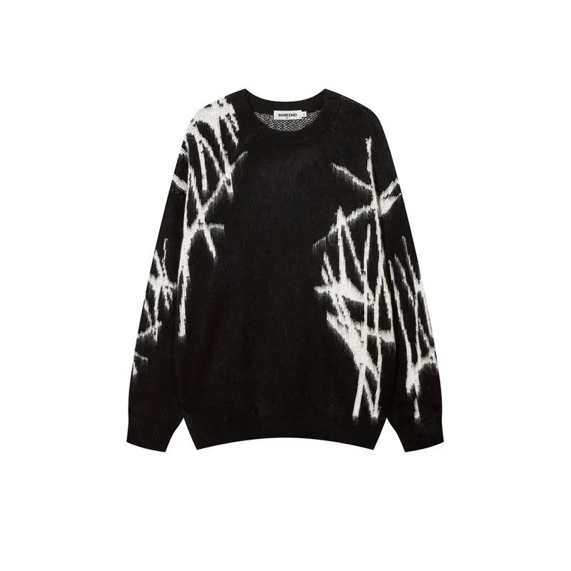 High Street Niche Design Confronted Graffiti Jacquard Sweater-5