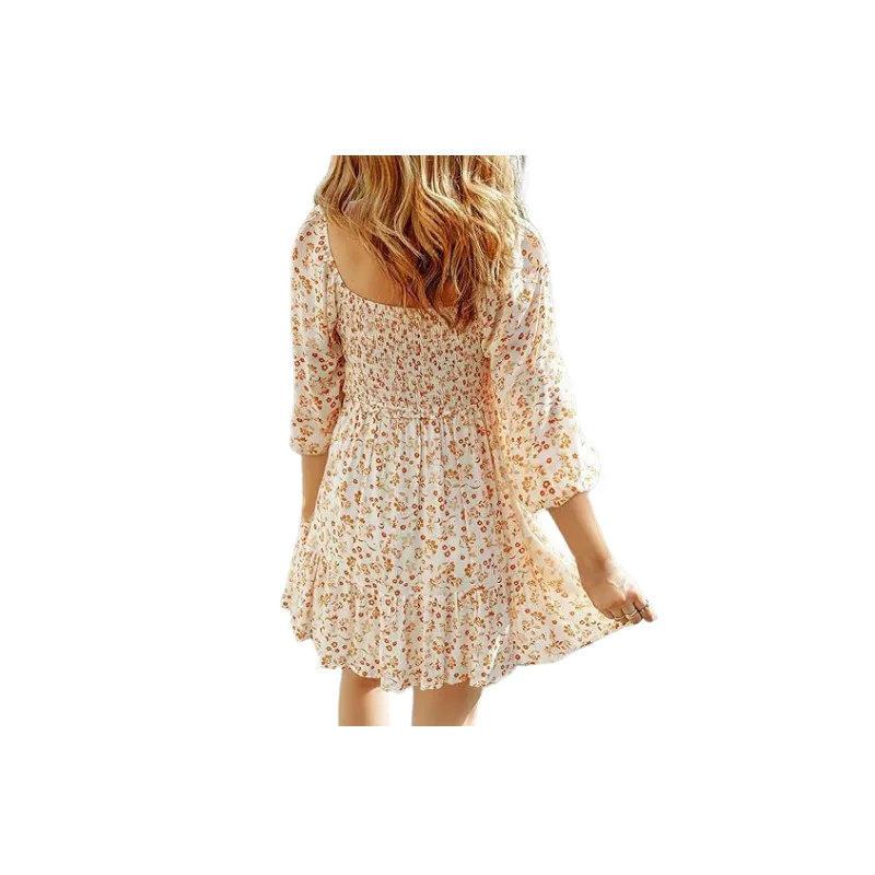 Fashionable All Over Print Polyester Dress Women-1