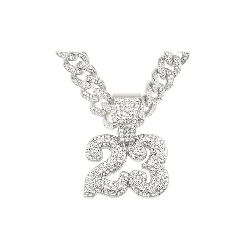 Full Diamond Number 23 Pendant Necklace-0