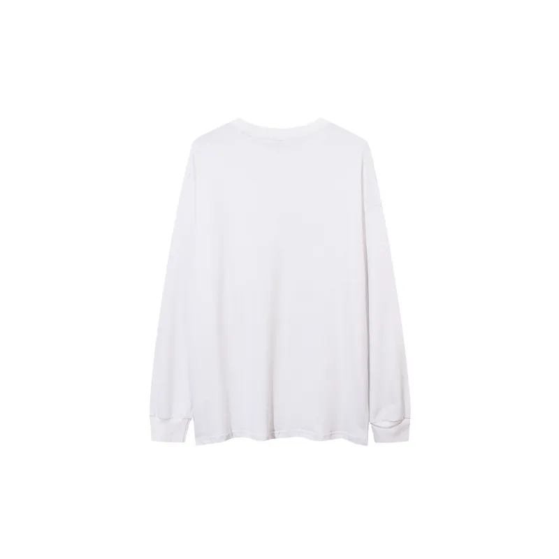 High Street Design Niche Star Print Round Neck Loose Necklace Long Sleeve T Shirt-1