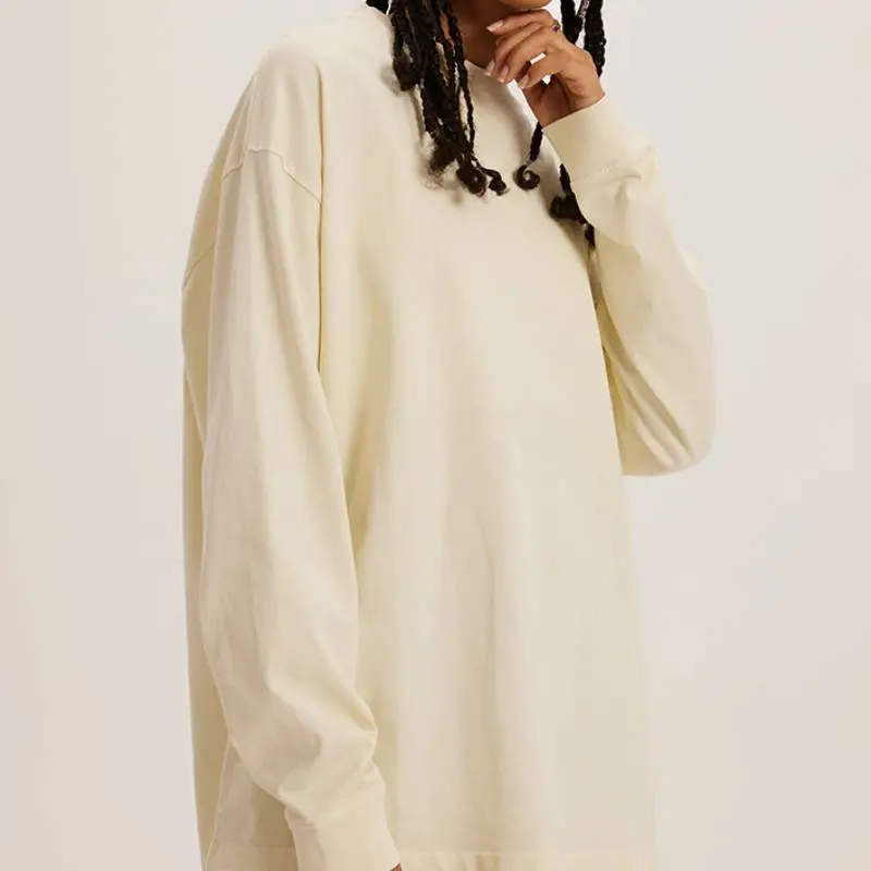 Fashionable Loose Long Sleeve Cotton T Shirt-2