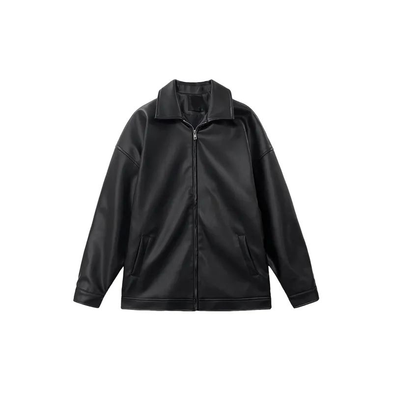 Simple Basics PU Leather Jacket-0