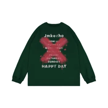 Trendy Letter Printed Oversize Street Niche Round Neck Long Sleeve Hoodie