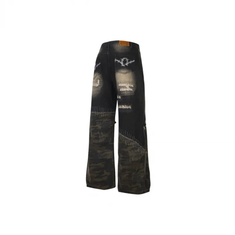 Retro Washed Loose Jeans-1