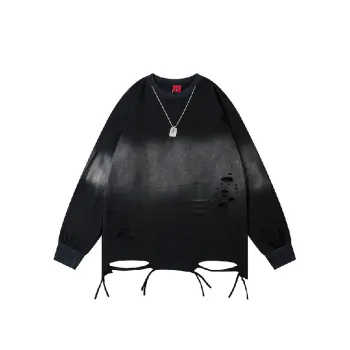 Retro Ripped Cotton T Shirt