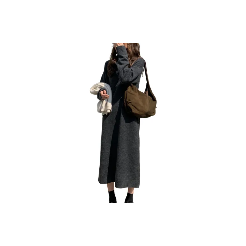 Loose Plain Dress Women-0