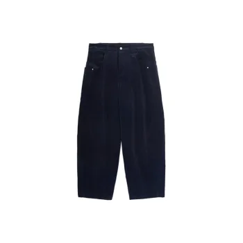 Retro Plain Corduroy Casual Pants