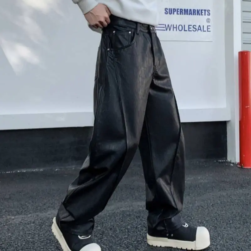 Fashion Loose Leather Pants-6