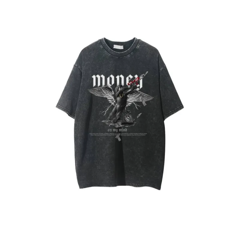 Angel Print Washed T Shirt-7