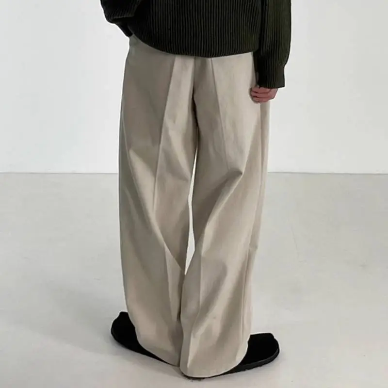 Simple Loose Cotton Suit Trousers-7