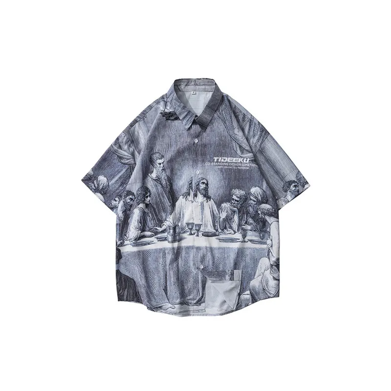 Retro Character Printed Antique Shirt-0