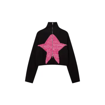 Street Zipper Acrylic Fibres Sweater Women