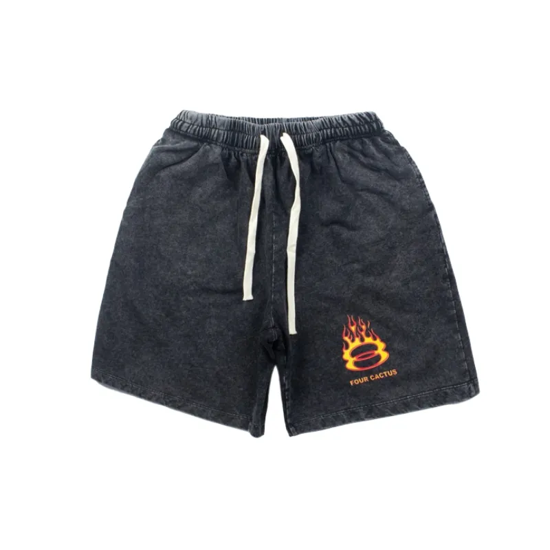 Street Loose Cotton Blended Fabric Casual Shorts-0