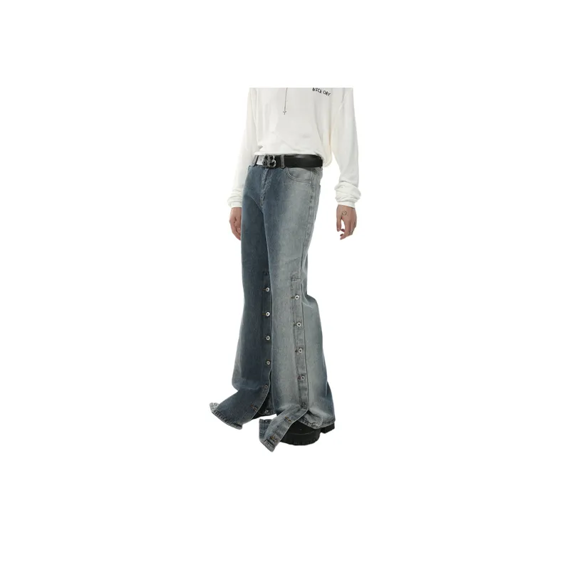 Niche Buckle Design Gradient Jeans-1