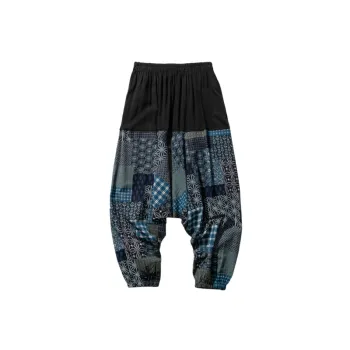 Printed Stitching Cropped Harem Pants
