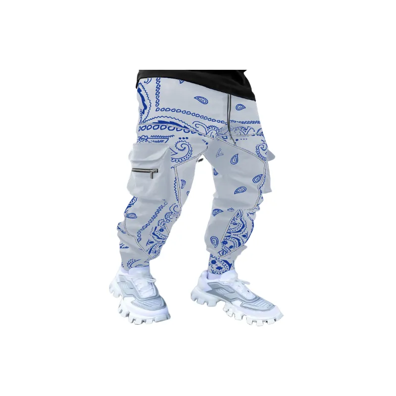 Sporty Loose Cotton Blended Fabric Casual Pants-4